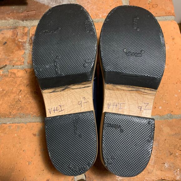 Multnomah Leather Shop Custom Navy Blue Leather Vibram Wooden Clogs Size 8.5/9 - Picture 6 of 8